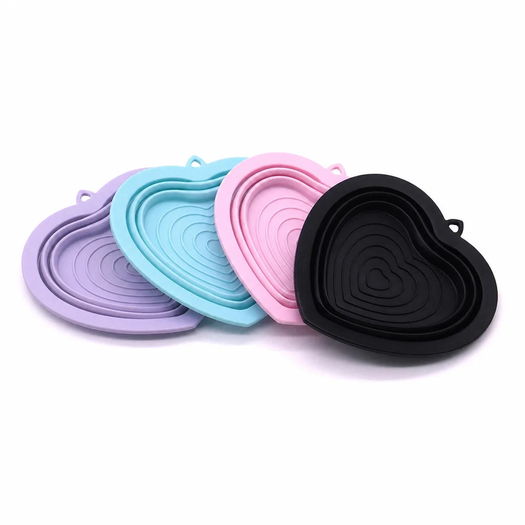 Portable silicone collapsible pet bowl pink