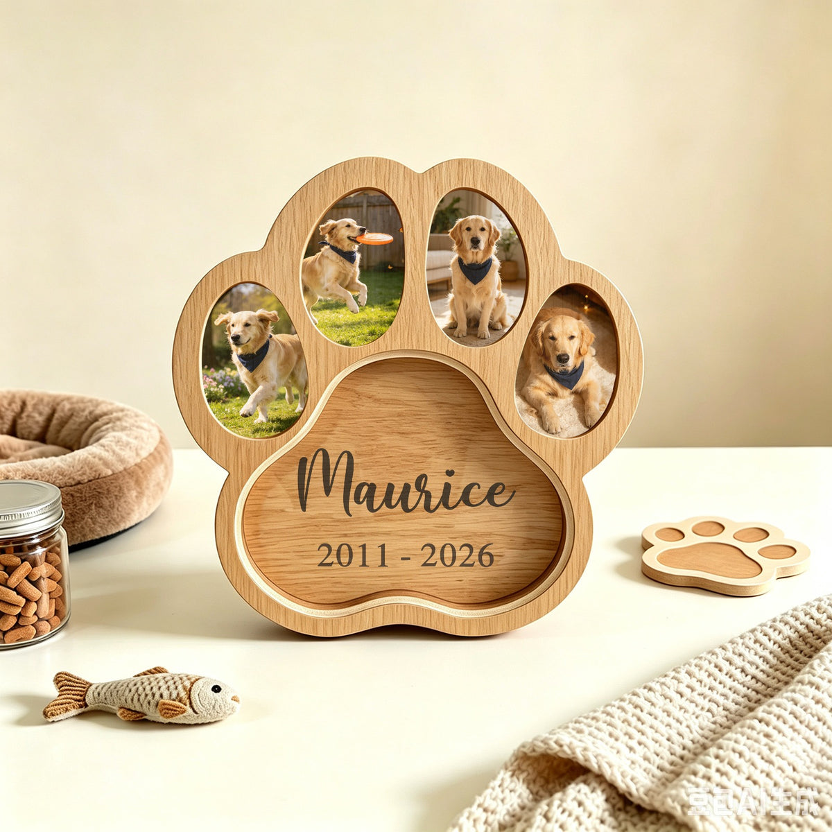 Pet Fur Keepsake Frame - Wooden Memorial Photo and Fur Display Frame - view 3