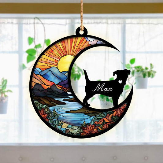 Custom Pet Suncatcher Pendant - Personalized Acrylic Window Ornament with Pet Photo, Name or Paw Print (UV Printed)