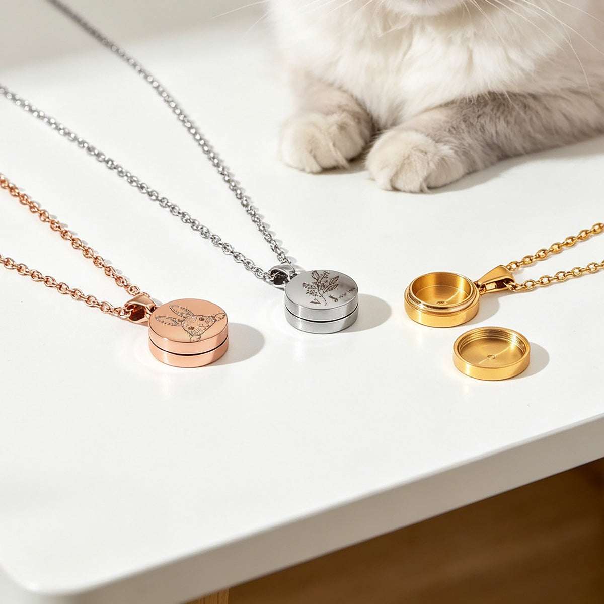 Pet memorial necklace keepsake pendant - front