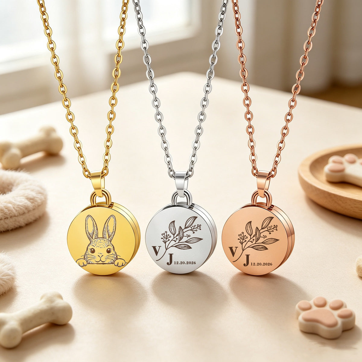 Pet memorial necklace keepsake pendant - side