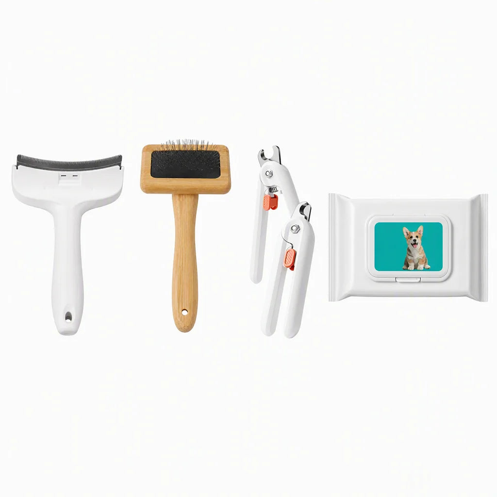 Dog grooming kit - 4 piece at-home set white background
